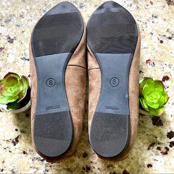 Brown Suede Flats with Gold Beaded Heel - Picture 5 of 7